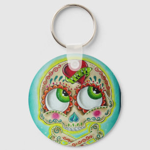 Tattooed skull keychain