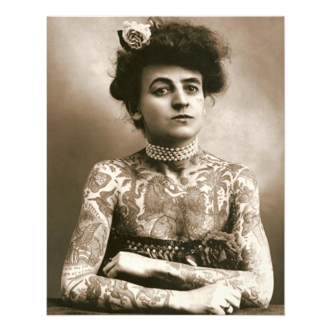 Tattooed with Pearls Victorian Lady Framable Photo (Front)