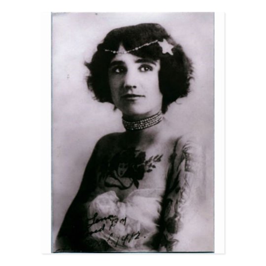 Tattooed woman - 1912 postcard