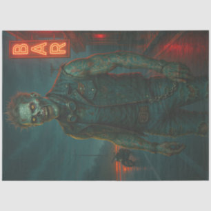 Tattooed Zombie Biker Gothic Halloween Undead Tissue Paper
