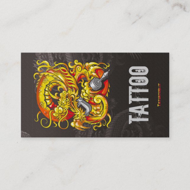 Tattooer Dragon Gold Business Card (Front)