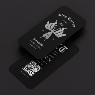 Tattooist Minimal Black Silver Tattoo Artist Business Card