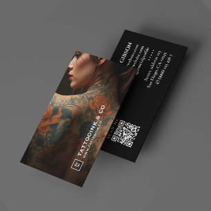Tattooist Minimal Logo Tattoo Artist Photo Black Business Card