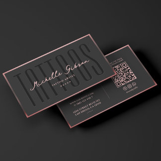 Tattooist Rosegold Tattoo Artist Pink Frame Business Card