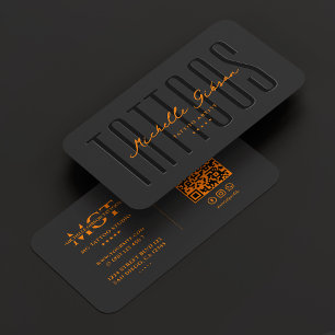 Tattooist Tattoo Artist Tattoos Black Orange Business Card
