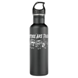 Tattoos Are Trashy Y2K Funny Opossum Joke Tattoo M 710 Ml Water Bottle