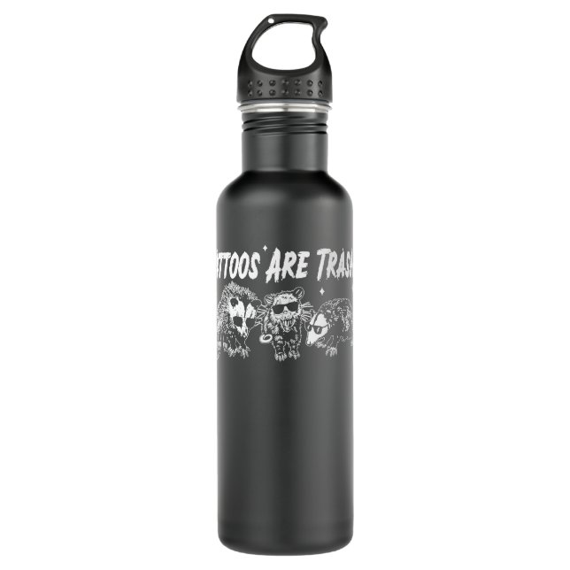 Tattoos Are Trashy Y2K Funny Opossum Joke Tattoo M 710 Ml Water Bottle (Front)