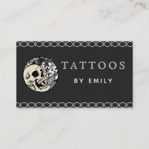 Tattoos By Your Name Skull & Leaf Plants Creative  Business Card