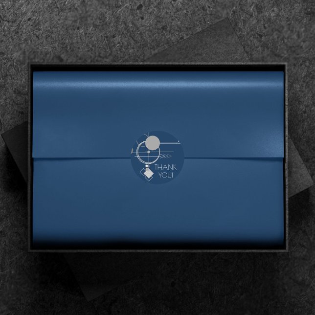 Tattoos Line Art | Abstract Navy Blue Dark Grey Classic Round Sticker (Creator Uploaded)