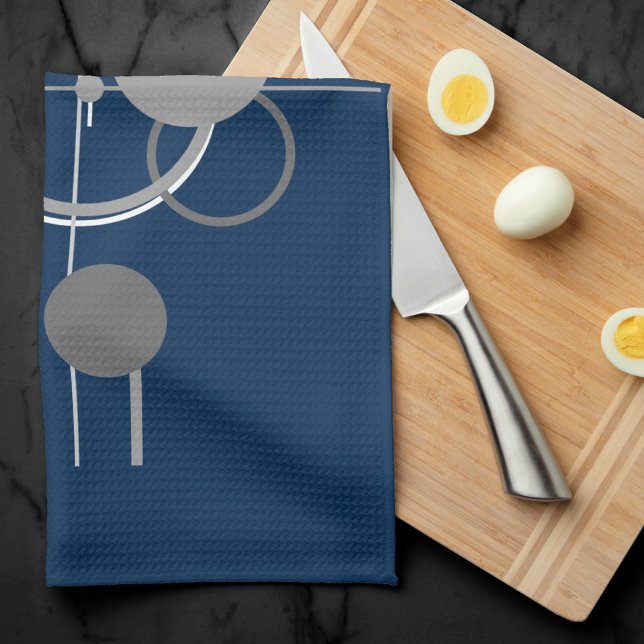 Tattoos Line Art | Abstract Navy Blue Dark Grey Kitchen Towel (Creator Uploaded)
