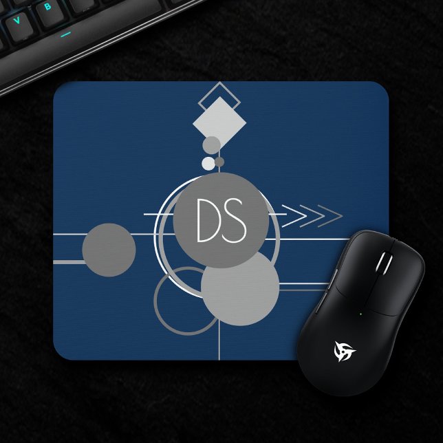 Tattoos Line Art | Abstract Navy Blue Grey Custom Mouse Pad (Creator Uploaded)