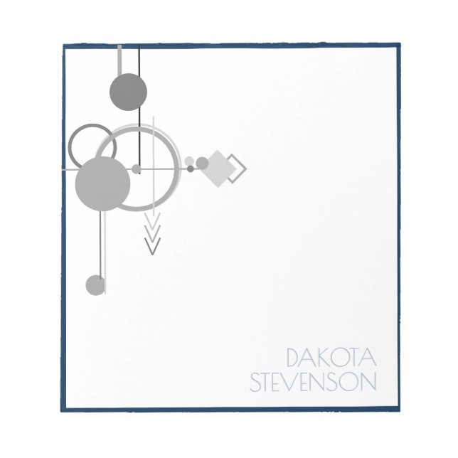 Tattoos Line Art | Navy Blue Grey Custom Branding Notepad (Front)