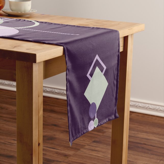 Tattoos Linework | Bohemian Purple Green Abstract Short Table Runner (In Situ)
