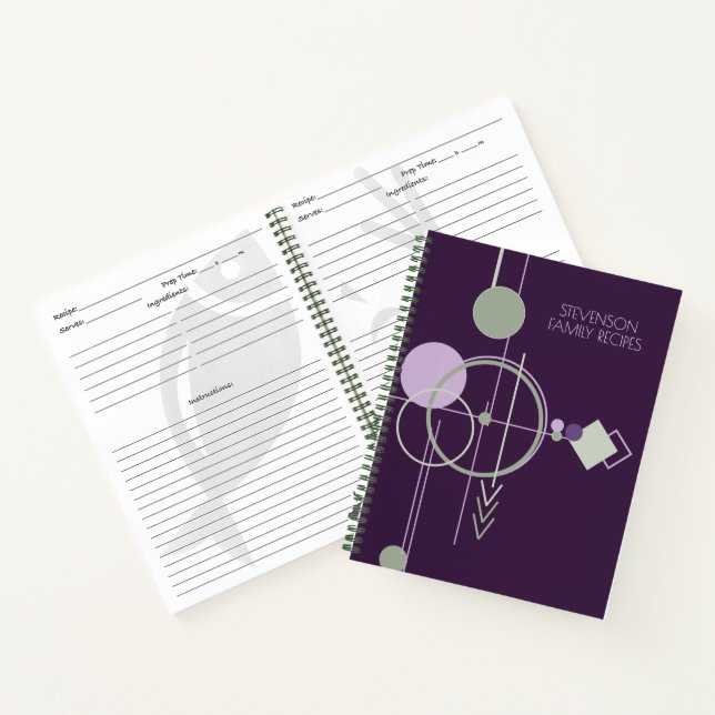 Tattoos Linework | Purple Green Recipe Notebook (Inside)