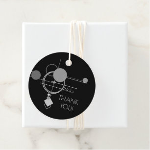 Tattoos Modern Art Deco   Black and Grey Thank You Favour Tags
