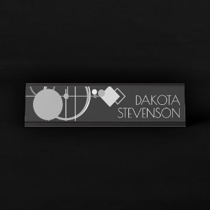 Tattoos Modern Art Deco Monochrome Branding Desk Name Plate