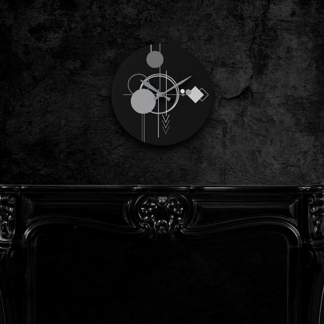 Tattoos Modern Art Deco | Monochrome Minimalism Round Clock (Creator Uploaded)