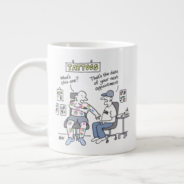 Tattoos Theme Funny Tattooist Large Coffee Mug (Left)