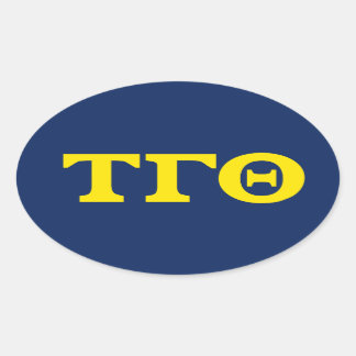 Tau Gamma Theta Oval Stickers - Yellow on Blue