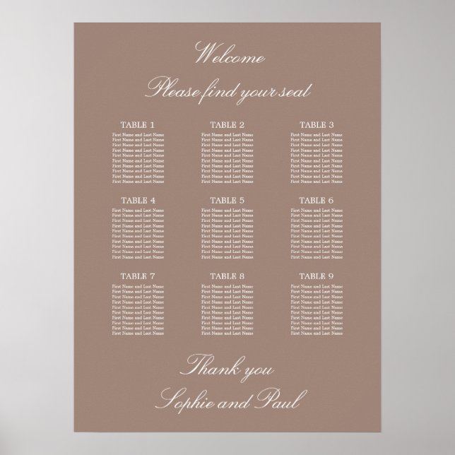 Taupe 9 Mariage de table Poster (Devant)