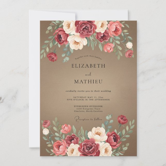 Taupe Alluring Autumnal Wedding Invitation (Front)