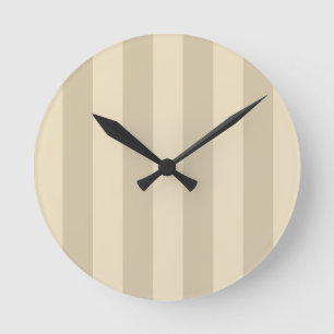 Taupe And Beige Striped Wall Clock