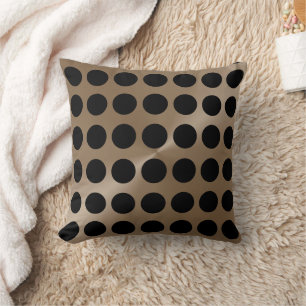 Taupe and Black Big Dots Modern Pattern Throw Pillow