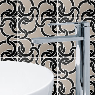 Taupe And Black Celtic Knot Seamless Pattern Tile