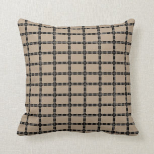 Taupe and Black Geometric Pillow