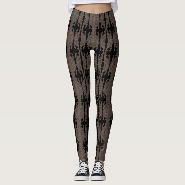 Taupe and Black Leggings By Joya Eve Activewear (Front)