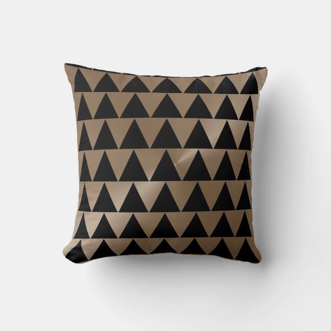 Taupe and Black Modern Pattern Throw Pillow (Front)