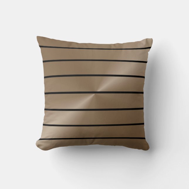 Taupe and Black Pencil Stripe Throw Pillow (Front)