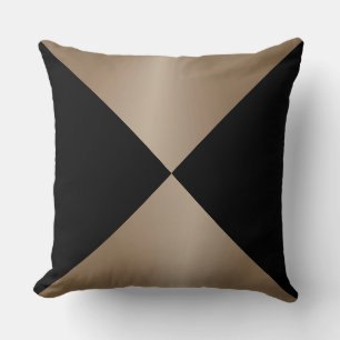 Taupe and Black Triangle Modern Print Throw Pillow