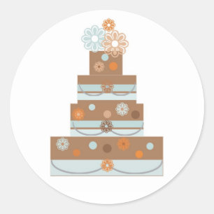 Taupe and Blue Wedding Cake Embellishment Classic Round Sticker