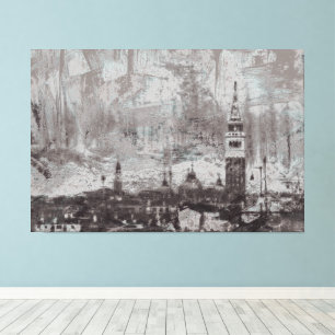 Taupe and Cyan Distressed Skyline Venice Italy Canvas Print