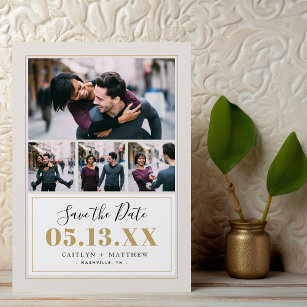 Taupe and Gold 4 Photo Save the Date