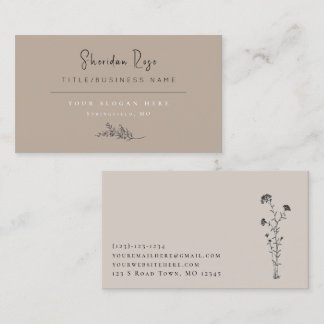 Taupe and Linen Botanical Sprig Business Card