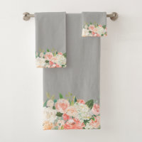 Taupe and Peach Watercolor Floral Pattern