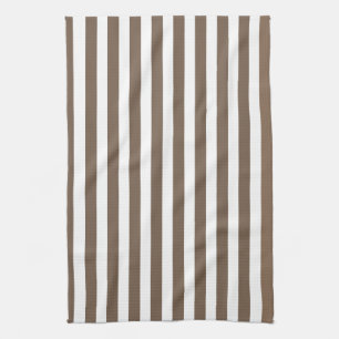 Taupe and white candy stripes kitchen towel