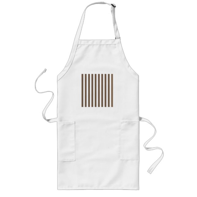 Taupe and white candy stripes long apron (Front)