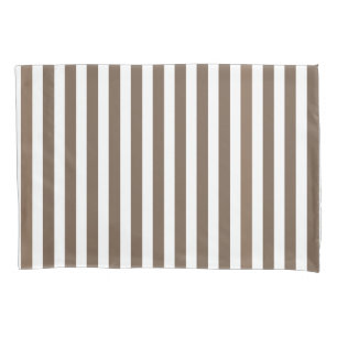 Taupe and white candy stripes pillowcase