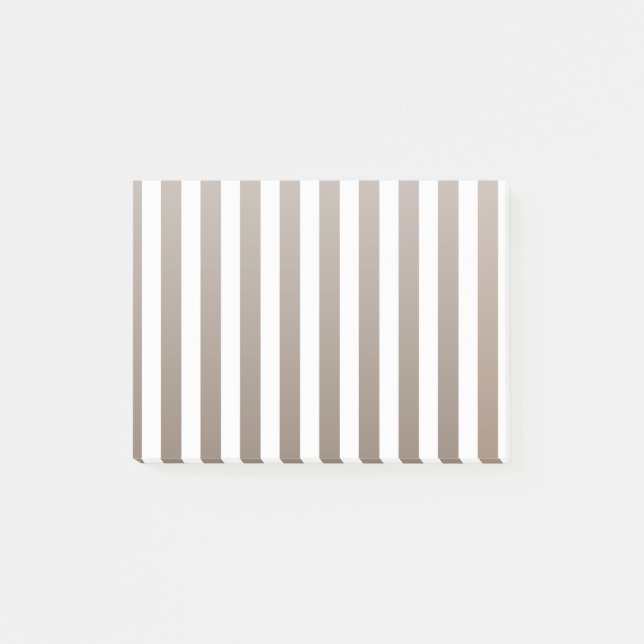 Taupe and white candy stripes post-it notes (Front)