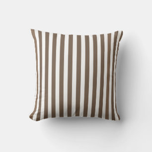 Taupe and white candy stripes throw pillow