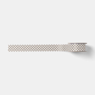 Taupe and White Dots Ribbon Satin Ribbon