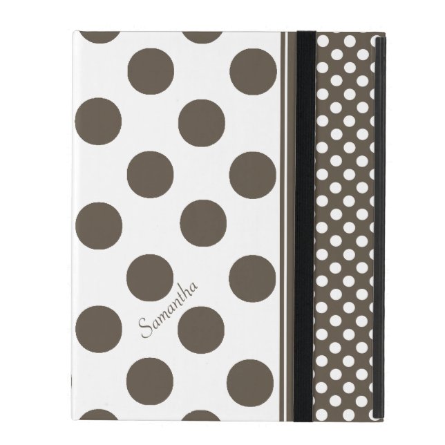 Taupe and White Polka Dot Pattern iPad Case (Front Closed)