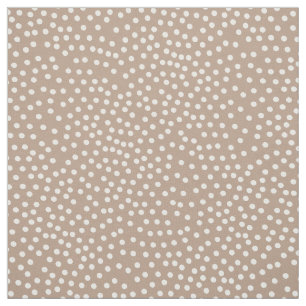 Taupe And White Random Polka Dot Spotted Print Fabric