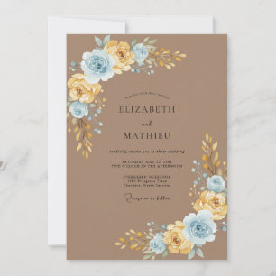 Taupe Azure Painted Wedding Invitation