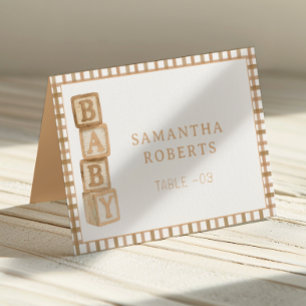 Taupe Baby Blocks Editable Tent Cards   Place Card