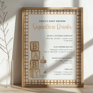 Taupe Baby Shower Signature Drinks Sign Printable