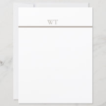 Taupe Bar Monogram Letterhead with Envelopes